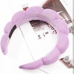 Plush Lavender Scalloped Bubble Puffcloud Headband - Skincare Makeup Luxury Spa